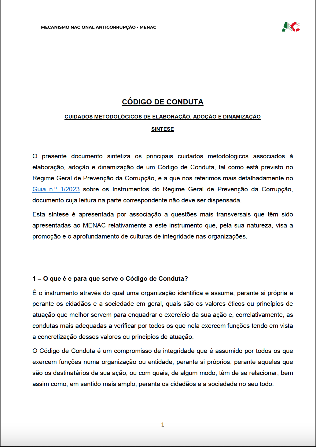 Código de Conduta - MENAC