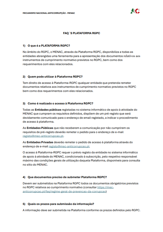 FAQ Plataforma RGPC